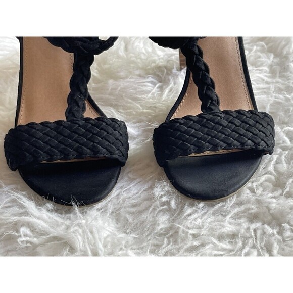 Brash Size 6 Black Braided Sandals Shoes Block High Heel Strappy - Picture 8 of 12